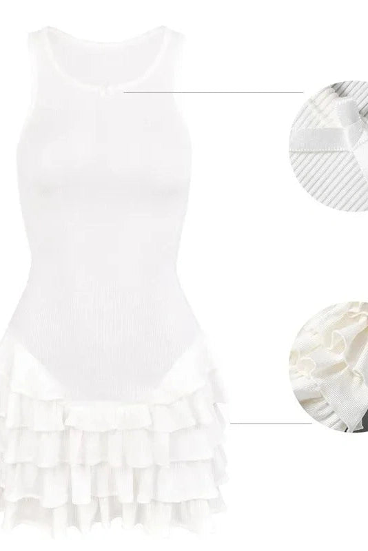 Glorol - Elegant Patchwork Sleeveless Slim Fit Mini Dress