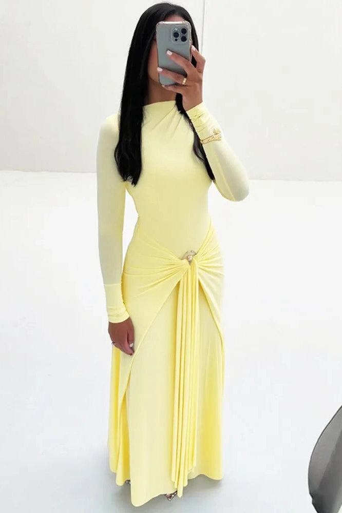 Glorol - Elegant Long Sleeve Bodycon Maxi Dress