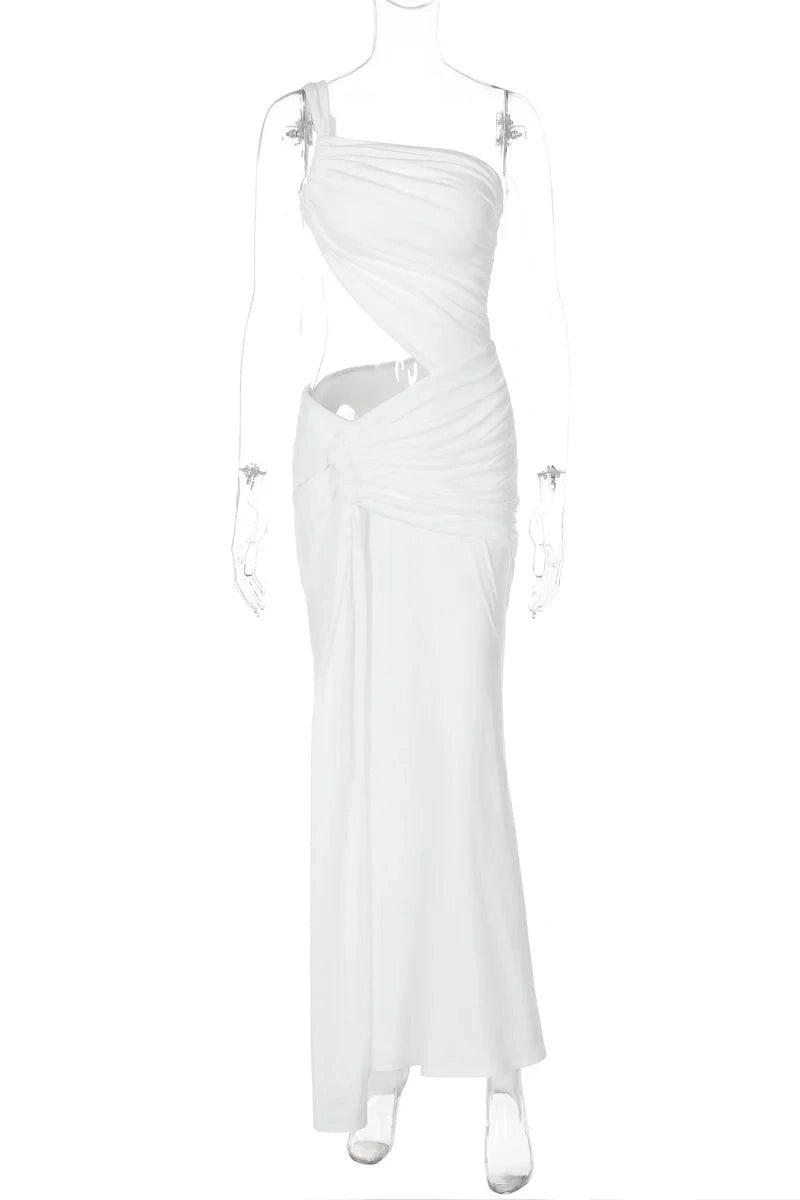 Glorol - One Shoulder Backless Sleeveless Bodycon Maxi Dress