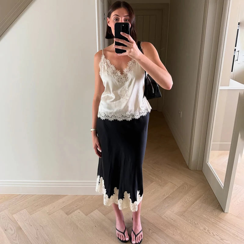 Glorol - Elegant High Waist Lace Skirt