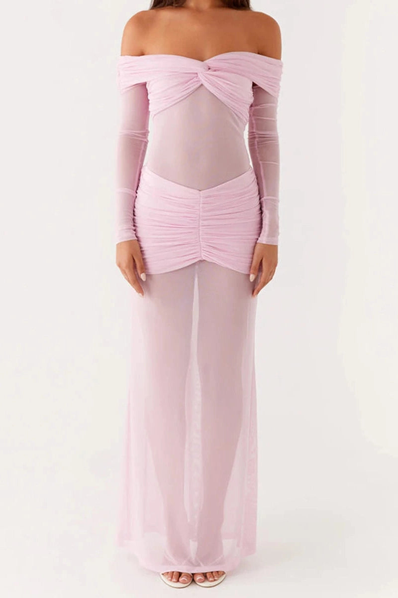 Glorol - Off-Shoulder Slim Fit Maxi Dress