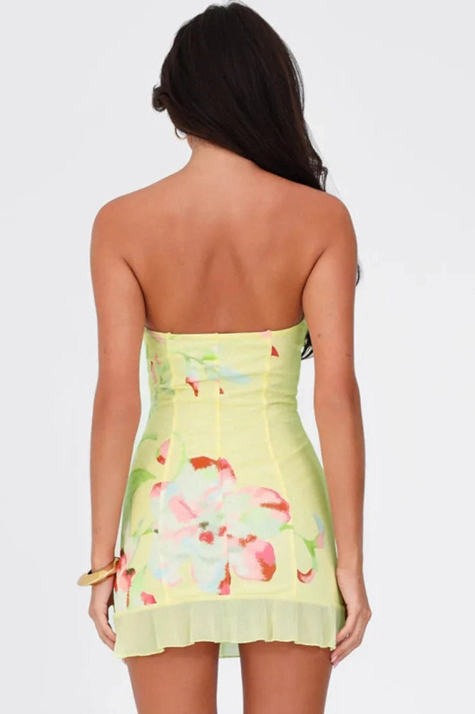 Glorol - Off-Shoulder Strapless Sleeveless Backless Mini Dress