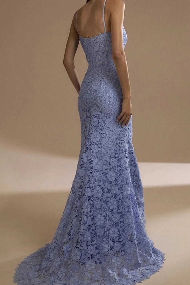 Glorol - Elegant Sleeveless Fit Backless Off-Shoulder Lace Embroidery Maxi Dress