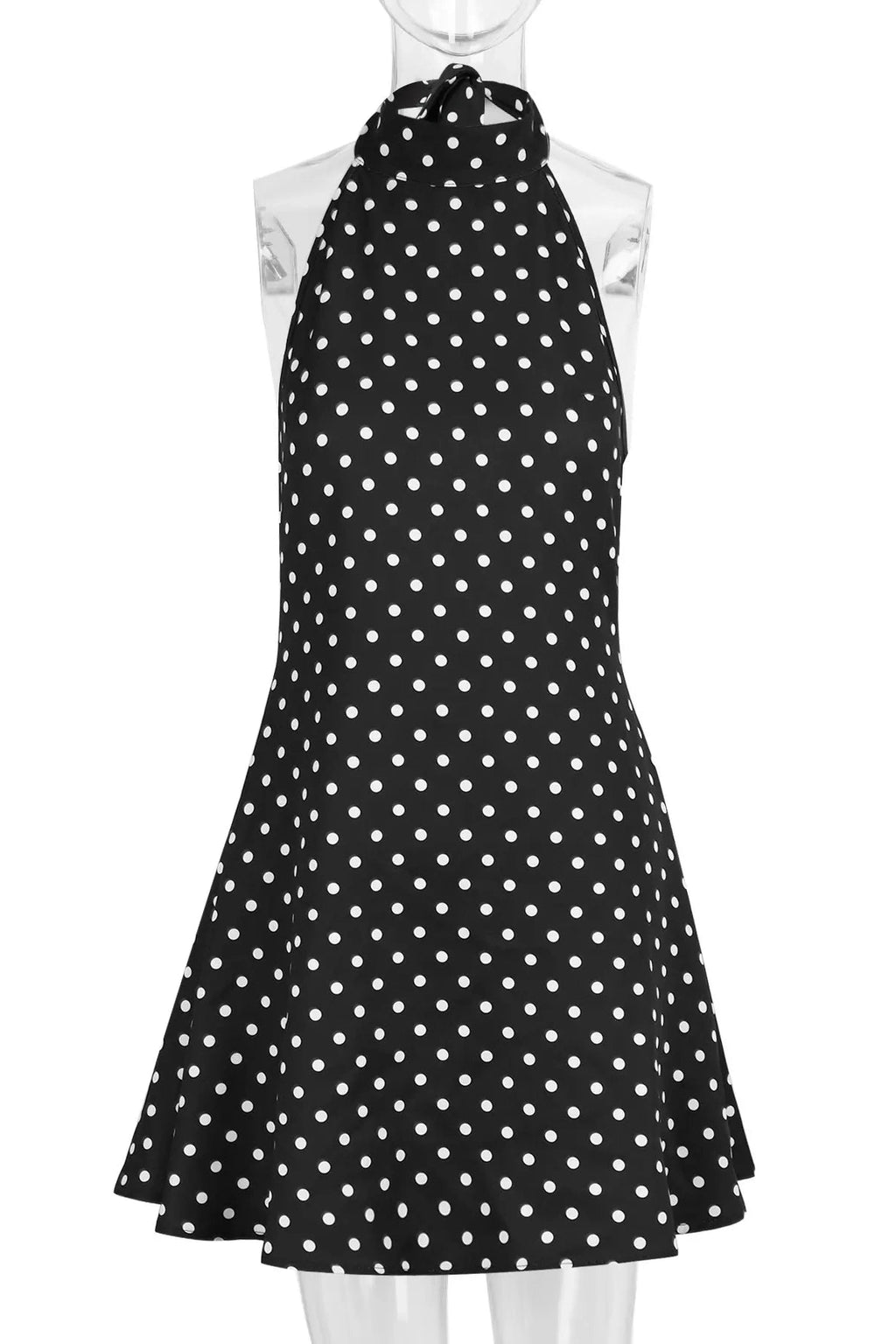 Glorol - Backless Lace-Up High Waist Patchwork Mini Dress