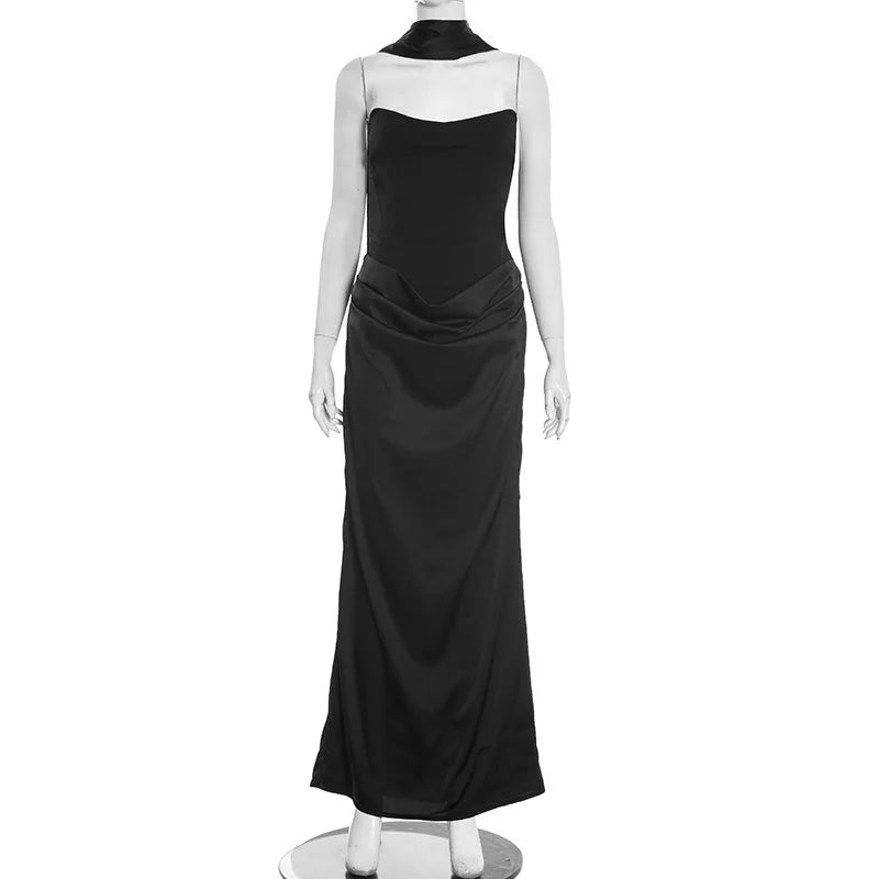 Glorol - Elegant Strapless Backless Slim Maxi Dress