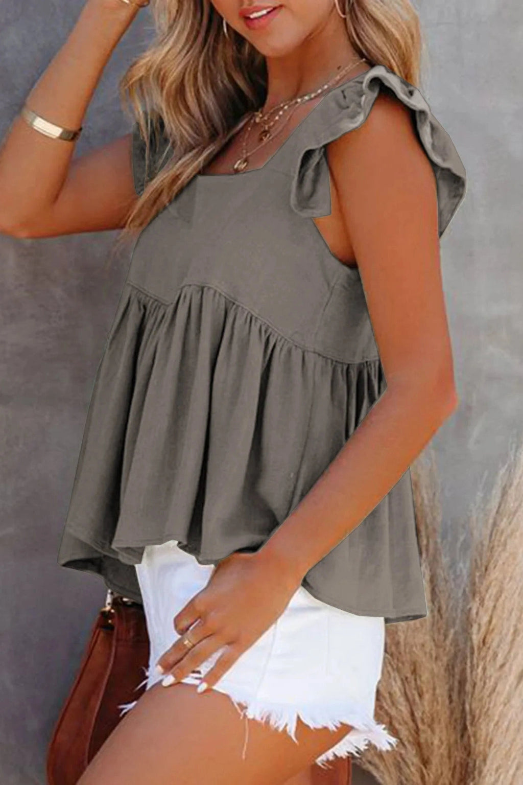 Glorol - Slim Square Neck Loose Sleeveless Top