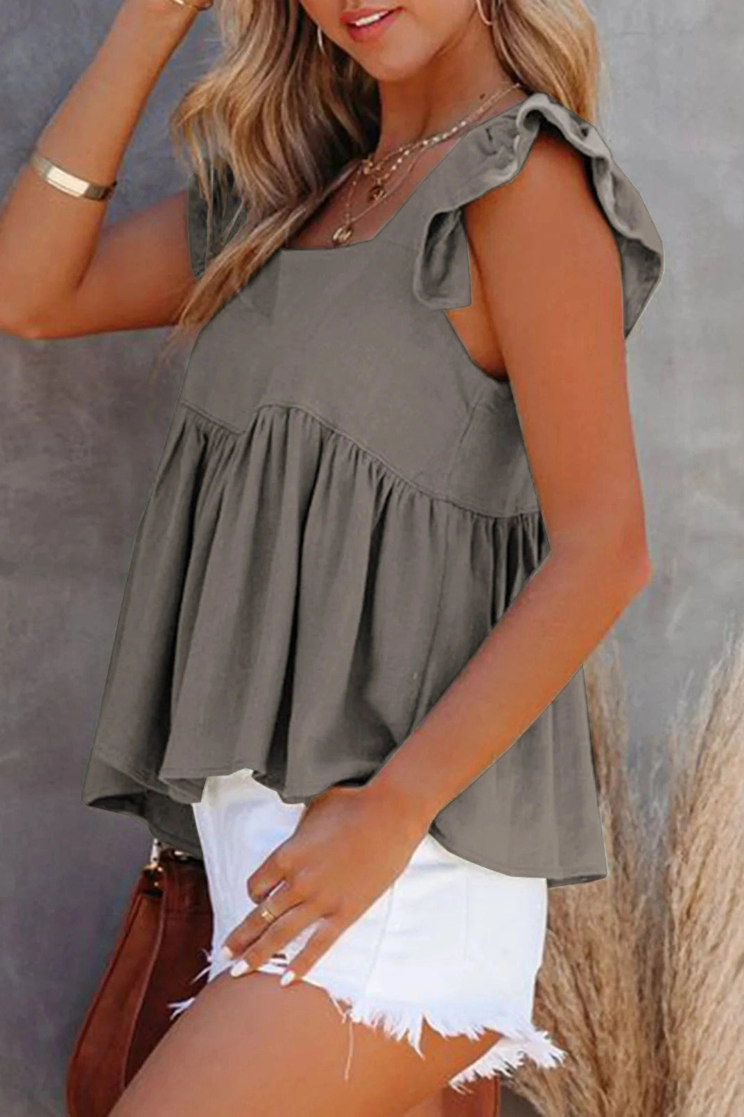 Glorol - Slim Square Neck Loose Sleeveless Top