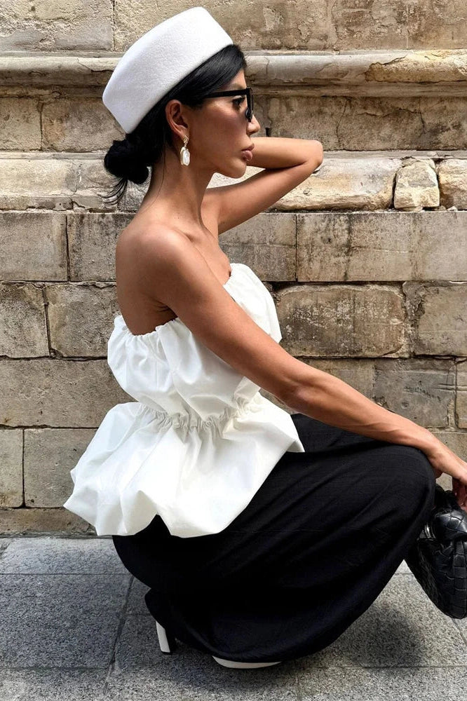 Glorol - Pleated Backless High Waist Top