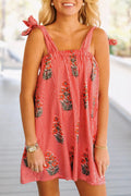 Glorol - Spaghetti Strap Backless Floral Print Mini Dress