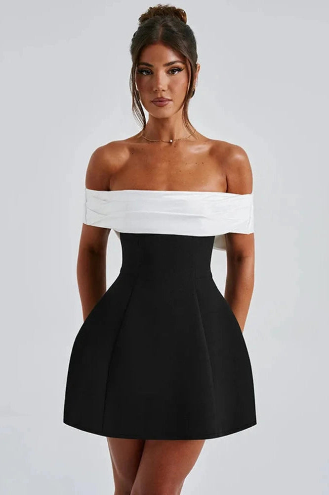 Glorol - Off-shoulder Strapless Sleeveless Backless Mini Dress