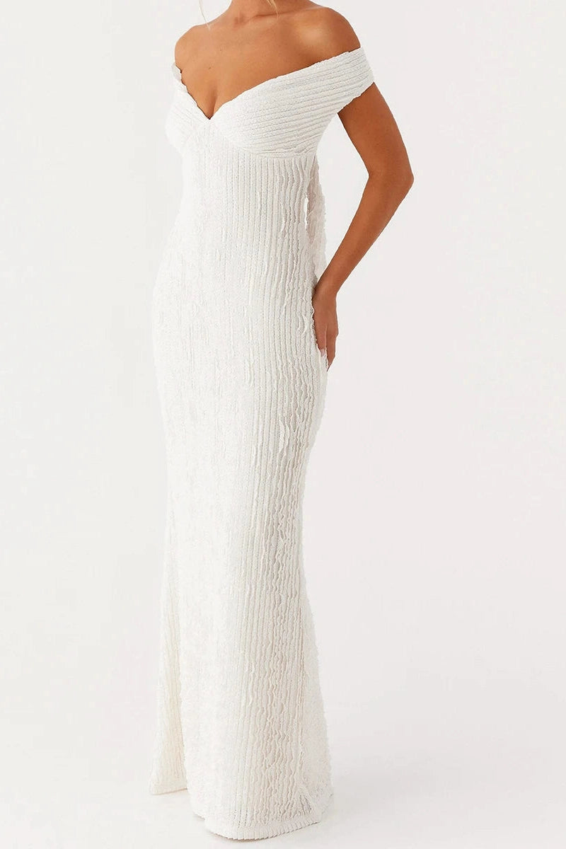 Glorol - Bodycon Off-Shoulder Slim Fit Maxi Dress