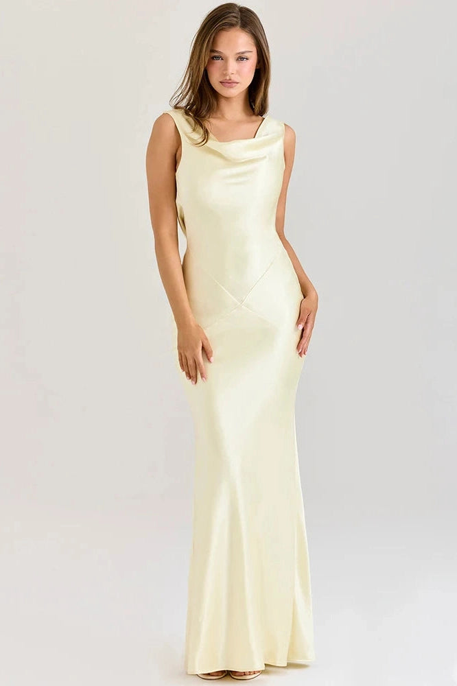 Glorol - Elegant Backless Sleeveless High Waist Maxi Dress