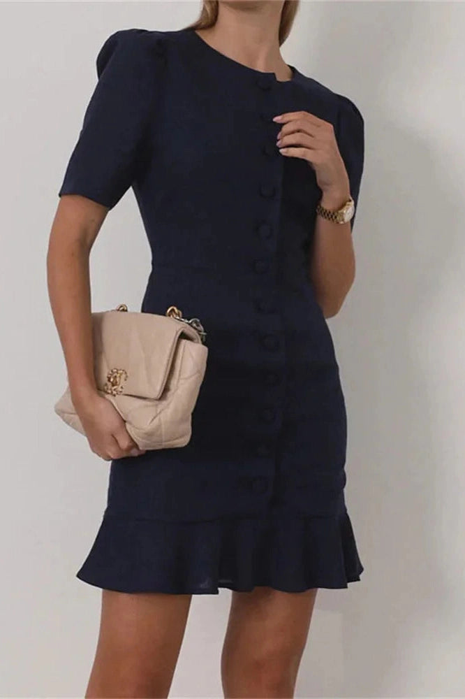 Glorol - Short Sleeve Patchwork Bodycon Mini Dress
