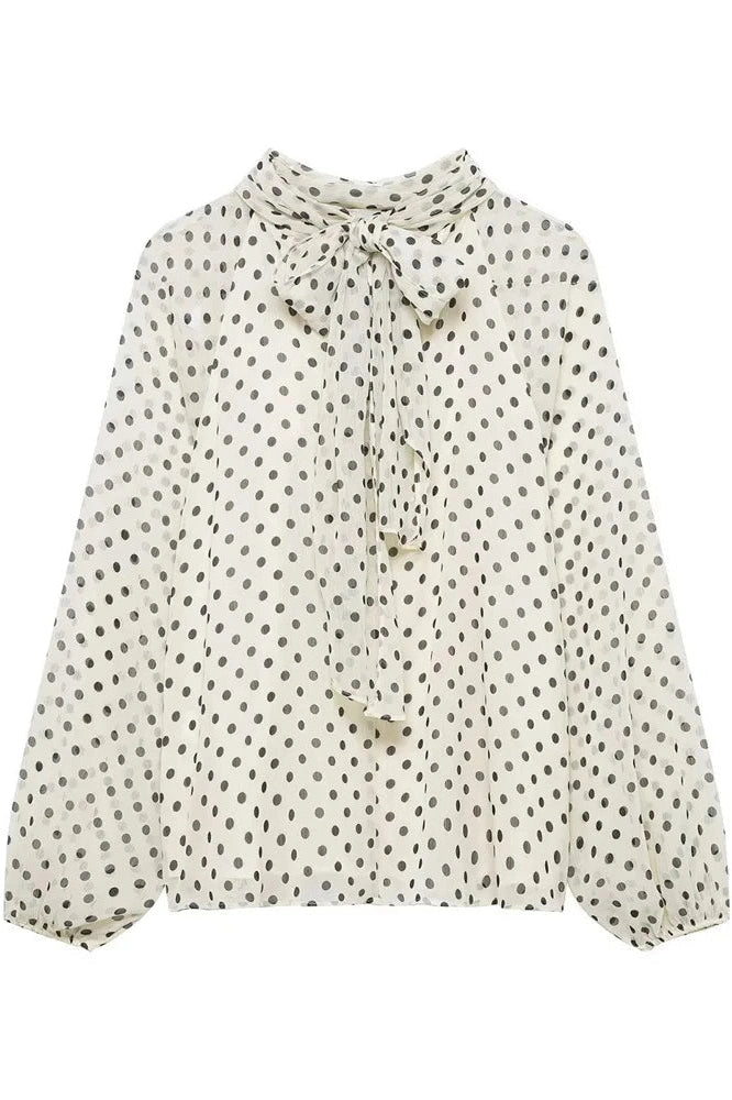 Glorol - Patchwork Loose Long Sleeve Lace-Up Top