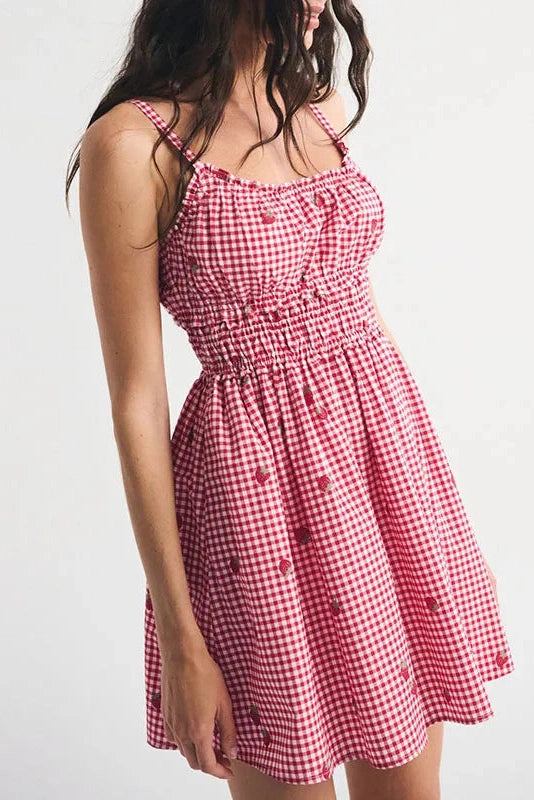 Glorol - Hollow Out Sleeveless Slim Pleated Printed Mini Dress