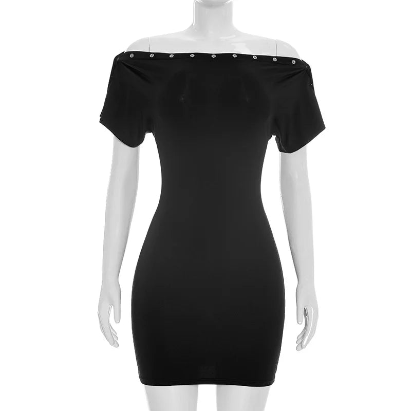 Glorol - Short Sleeve Slim High Waist Mini Dress
