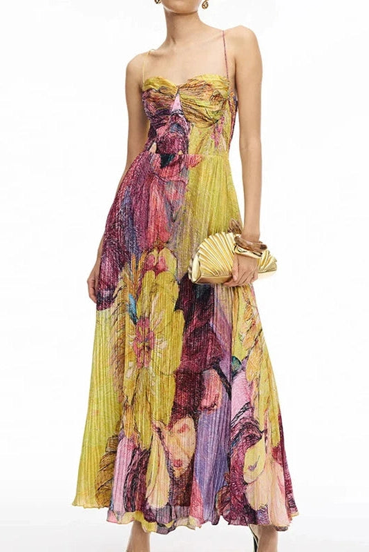 Glorol - Elegant Strapless Printed Sleeveless Off Shoulder High Waist Maxi Dress