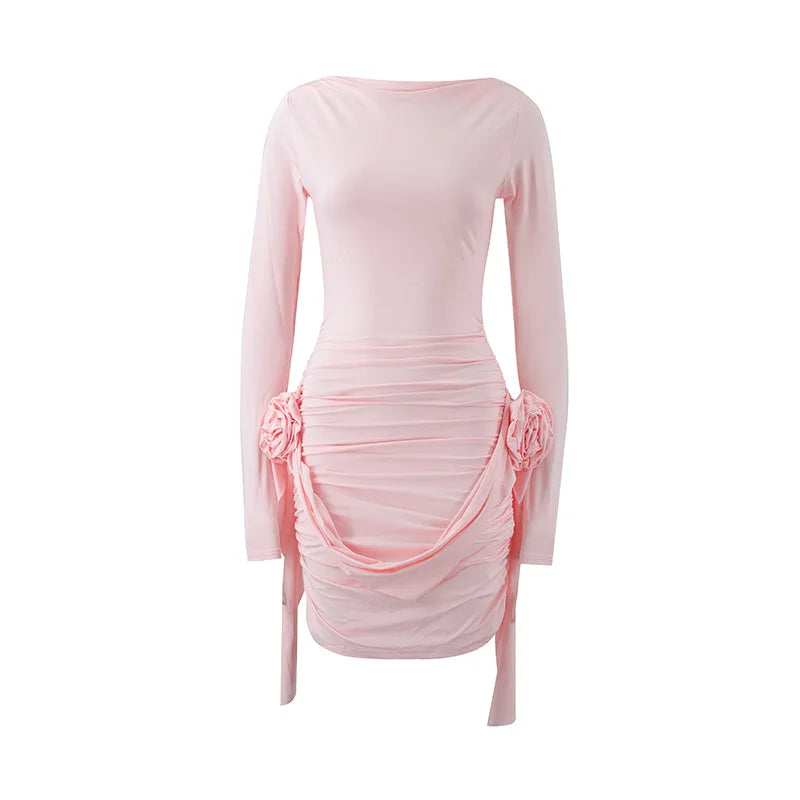Glorol - Floral Bodycon Long Sleeve Mini Dress