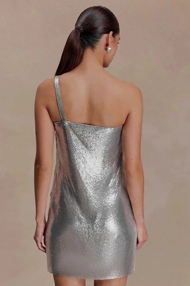 Glorol - One Shoulder Sleeveless Backless Mini Dress