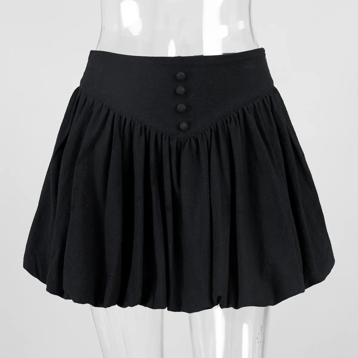 Glorol - Pleated Button-decorated High-waisted Skirt