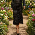 Glorol - Polka Dot Low Waist Sheer Mesh Flowy Skirt
