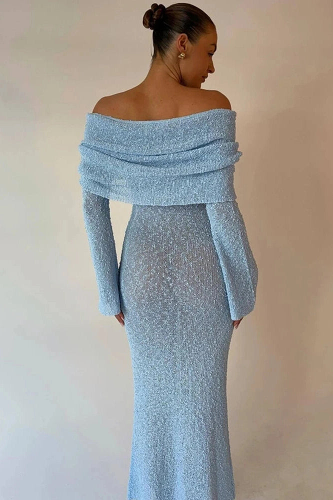 Glorol - Hollow Out Off-Shoulder Maxi Dress