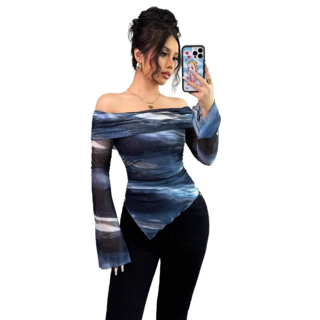 Glorol - Slim Off-Shoulder Long-Sleeved Top