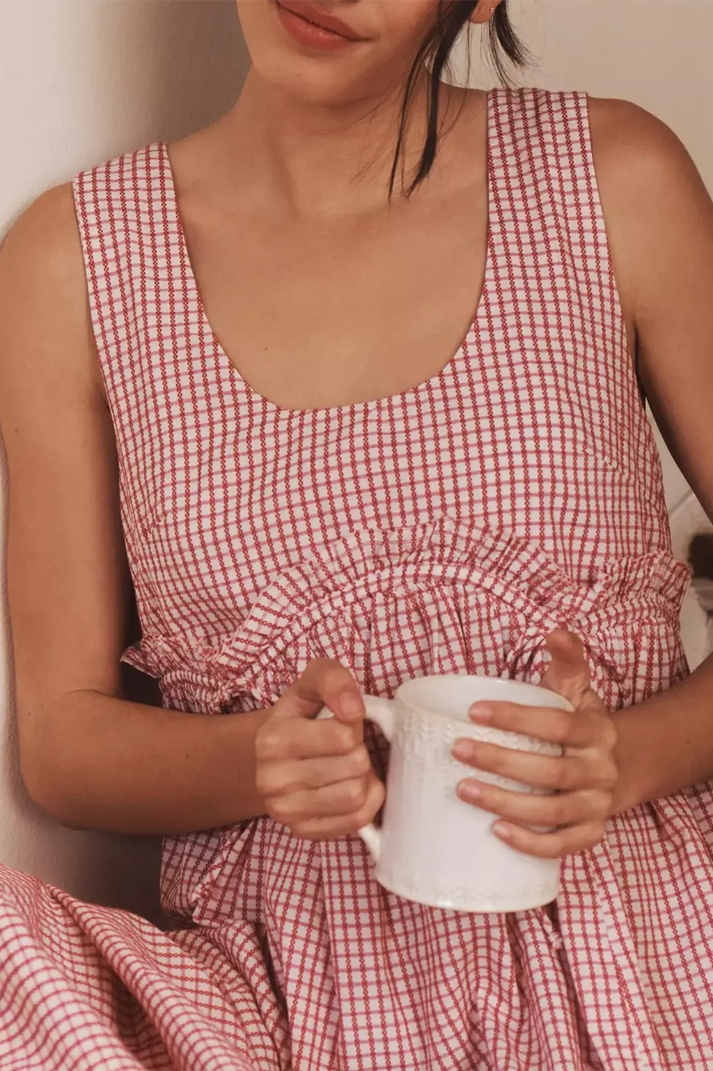 Glorol - Sleeveless Plaid Print Loose Maxi Dress