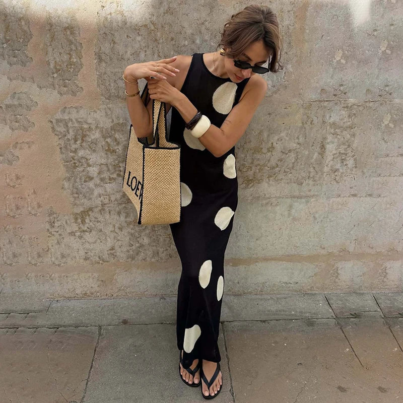 Glorol - See-Through O-Neck Sleeveless Maxi Dress