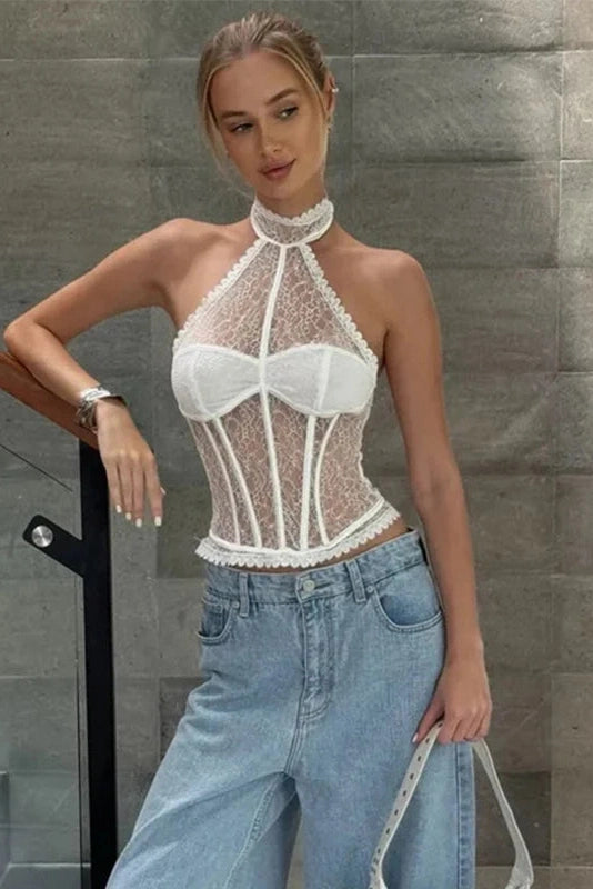 Glorol - Lace Sleeveless Slim Top