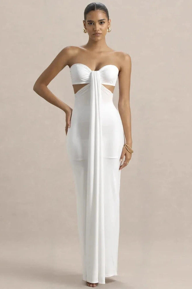 Glorol - Off-Shoulder Strapless Sleeveless Backless Bodycon Maxi Dress