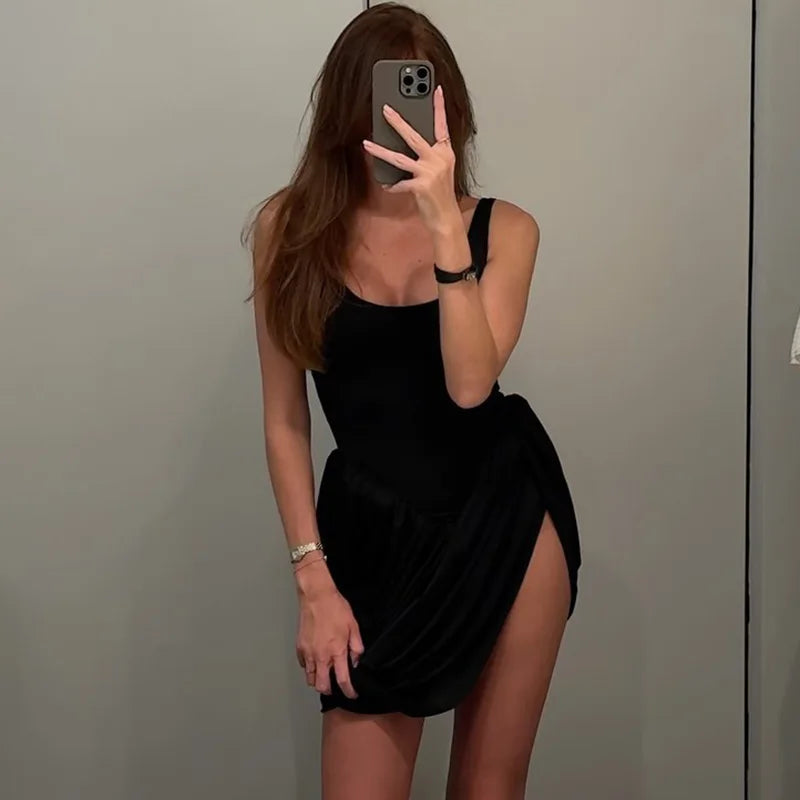 Glorol - Elegant High Waist Backless Mini Dress