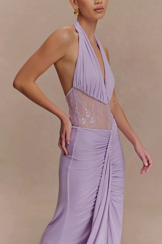 Glorol - Backless See Through Sleeveless Bodycon Maxi Dress