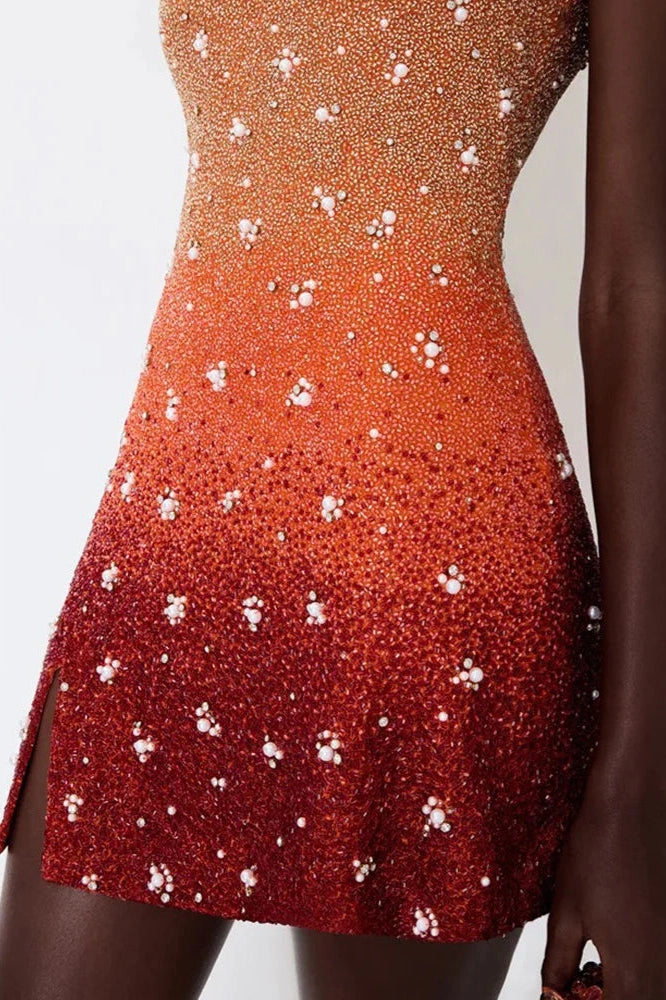 Glorol - Elegant Printed Sleeveless Slim Backless Mini Dress