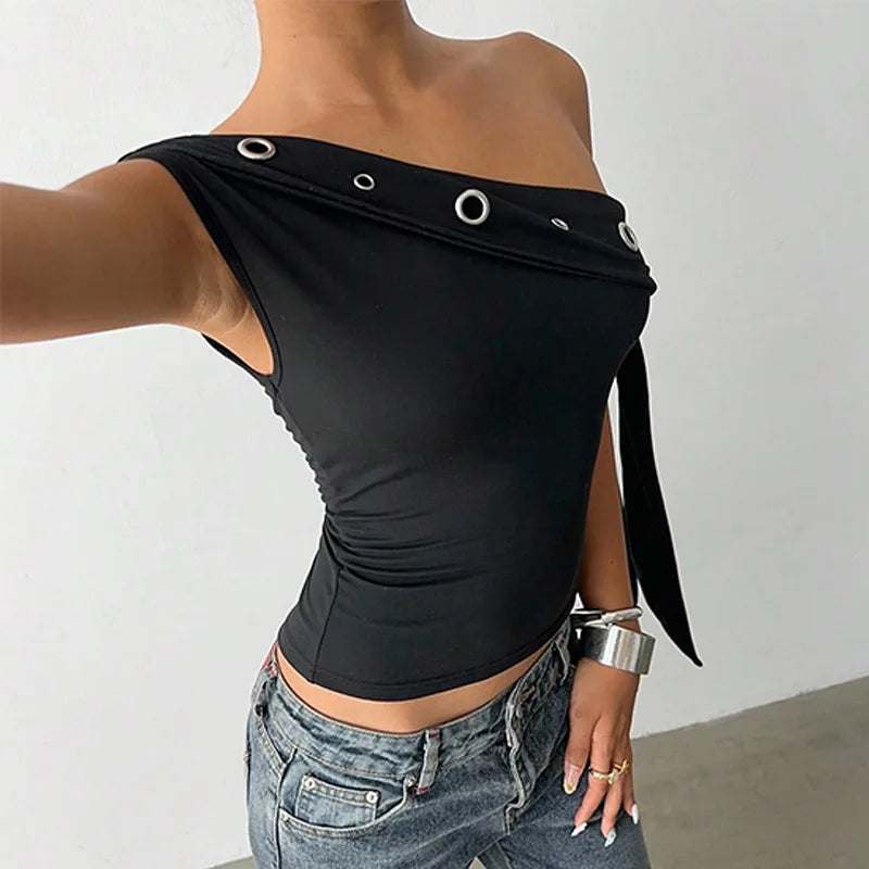 Glorol - Hollow-Out One-Shoulder Top