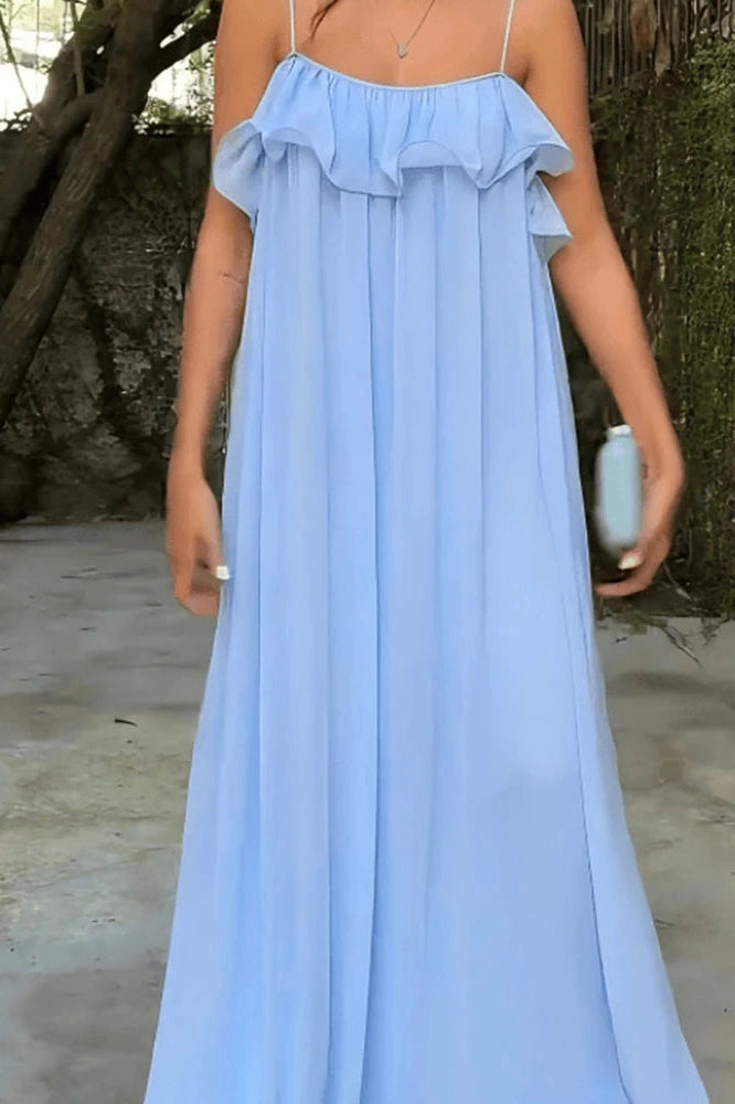 Glorol - Elegant Hollow Out Sleeveless Spaghetti Strap Maxi Dress