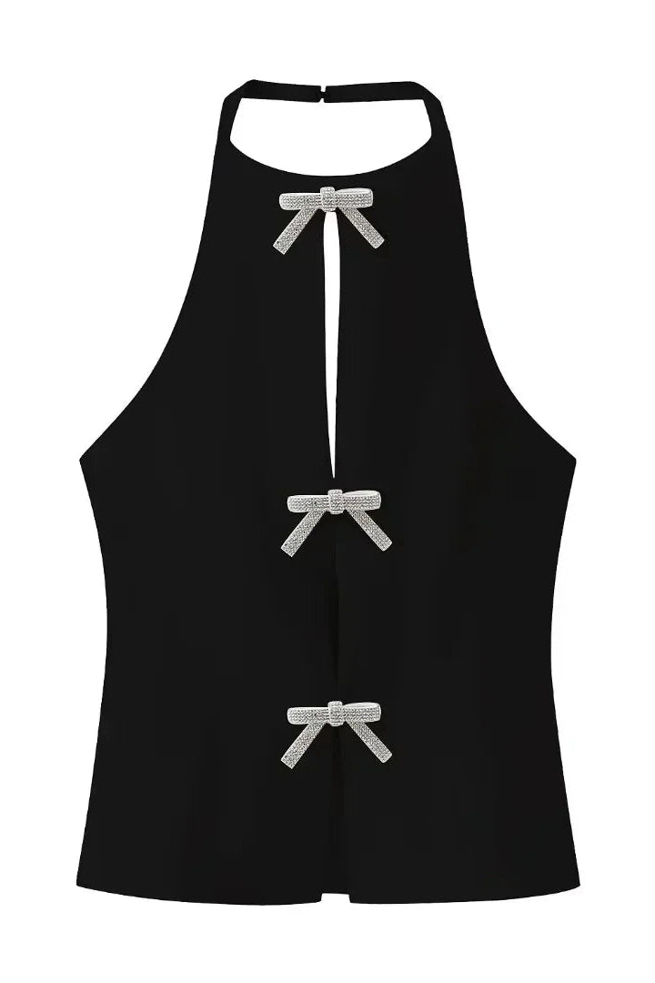 Glorol - Lace-Up Sleeveless Strapless Slim Top
