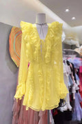 Glorol - Elegant Lace Deep V Neck Mini Dress