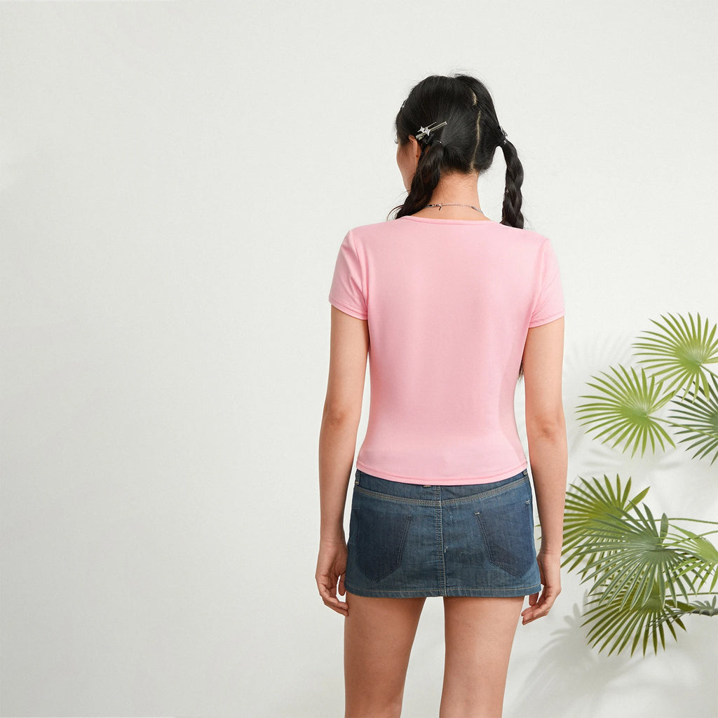 Glorol - Printed Short Sleeve Round Neck Top