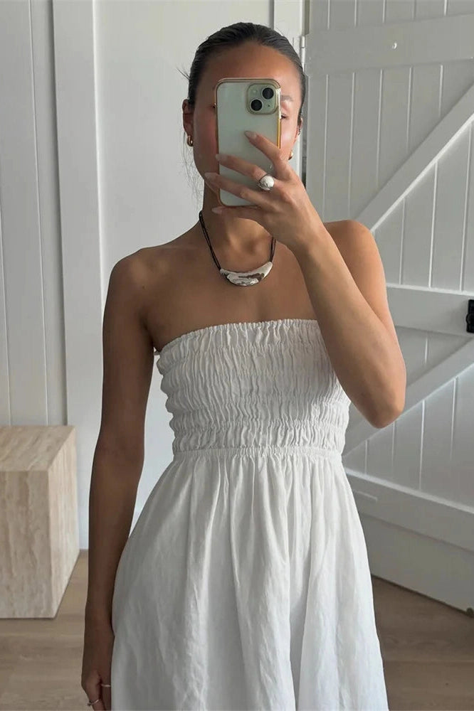 Glorol - Backless Patchwork High Waist Maxi Dress