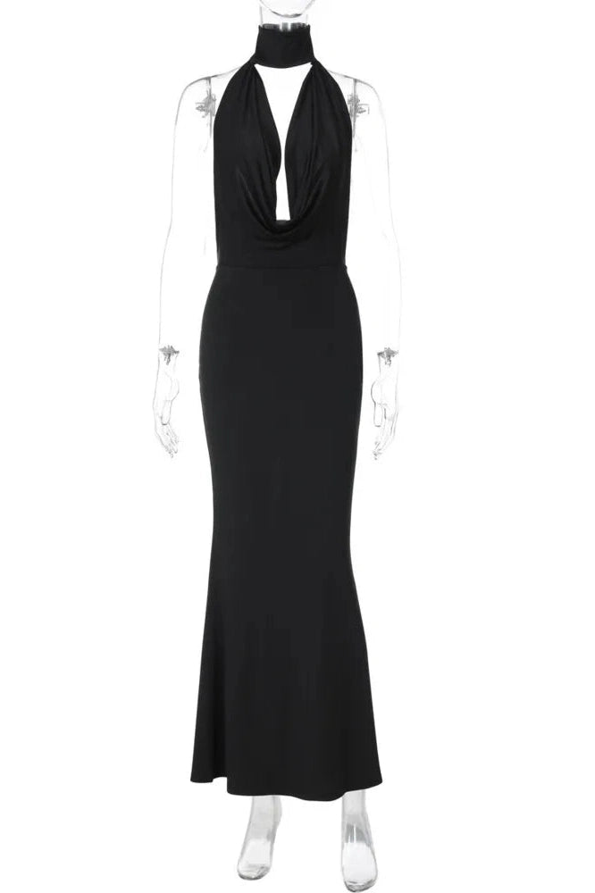 Glorol - Hollow Out Backless Sleeveless Bodycon Split Maxi Dress