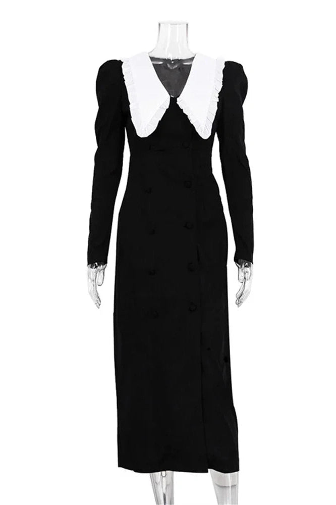 Glorol - Patchwork V-Neck Slim High Split Maxi Dress
