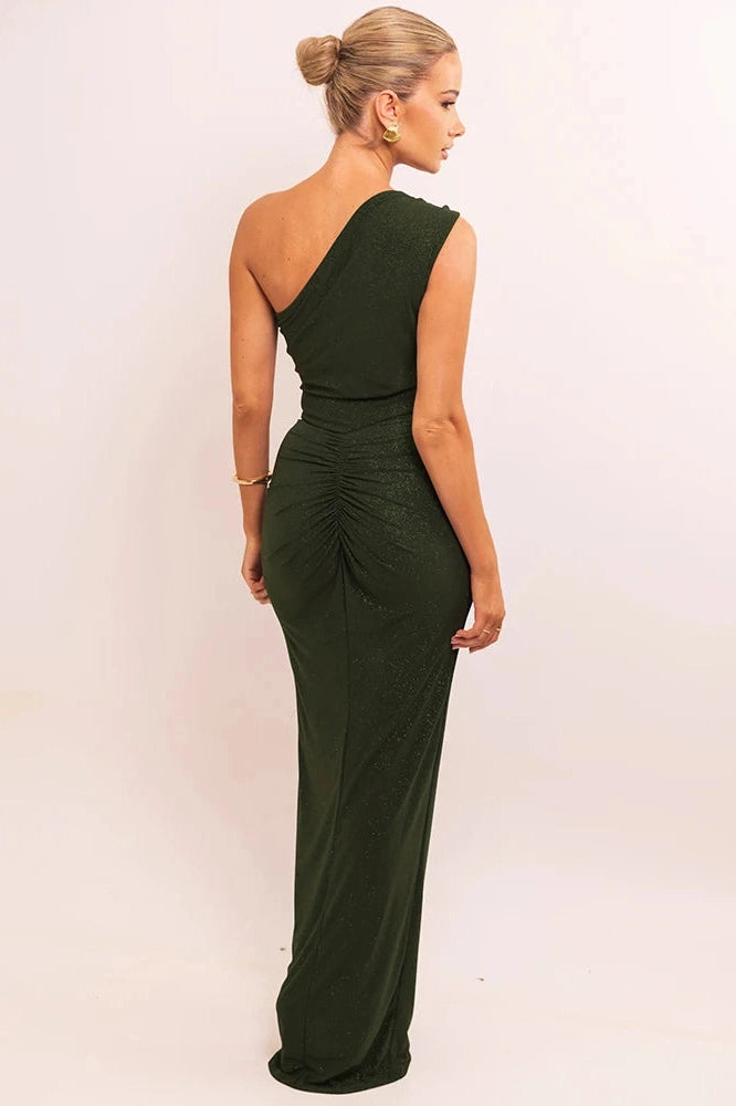 Glorol - Inclined Shoulder Sleeveless Backless Maxi Dress
