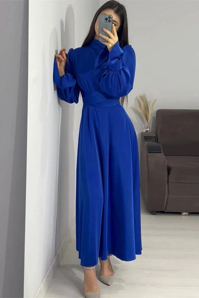 Glorol - Patchwork Slim Lace-Up Maxi Dress
