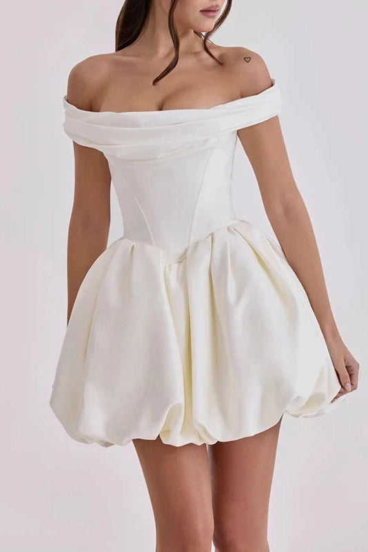 Glorol - Backless Pleated Strapless A-Line Mini Dress