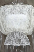 Glorol - Lace One-Shoulder Patchwork See-Through Top