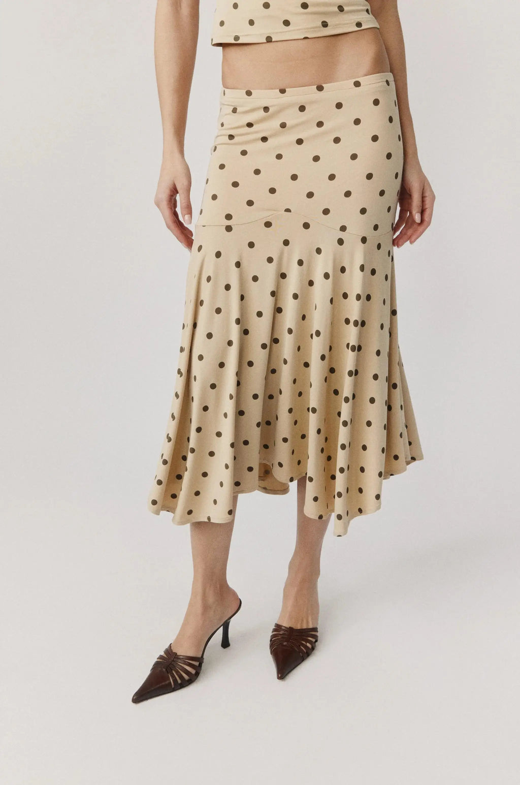 Glorol - Elegant Asymmetrical Polka Dot Chiffon Skirt
