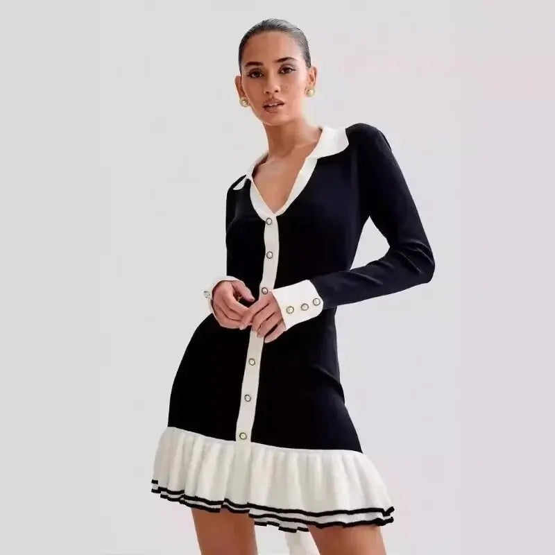 Glorol - Elegant Backless Lace-Up Mini Dress