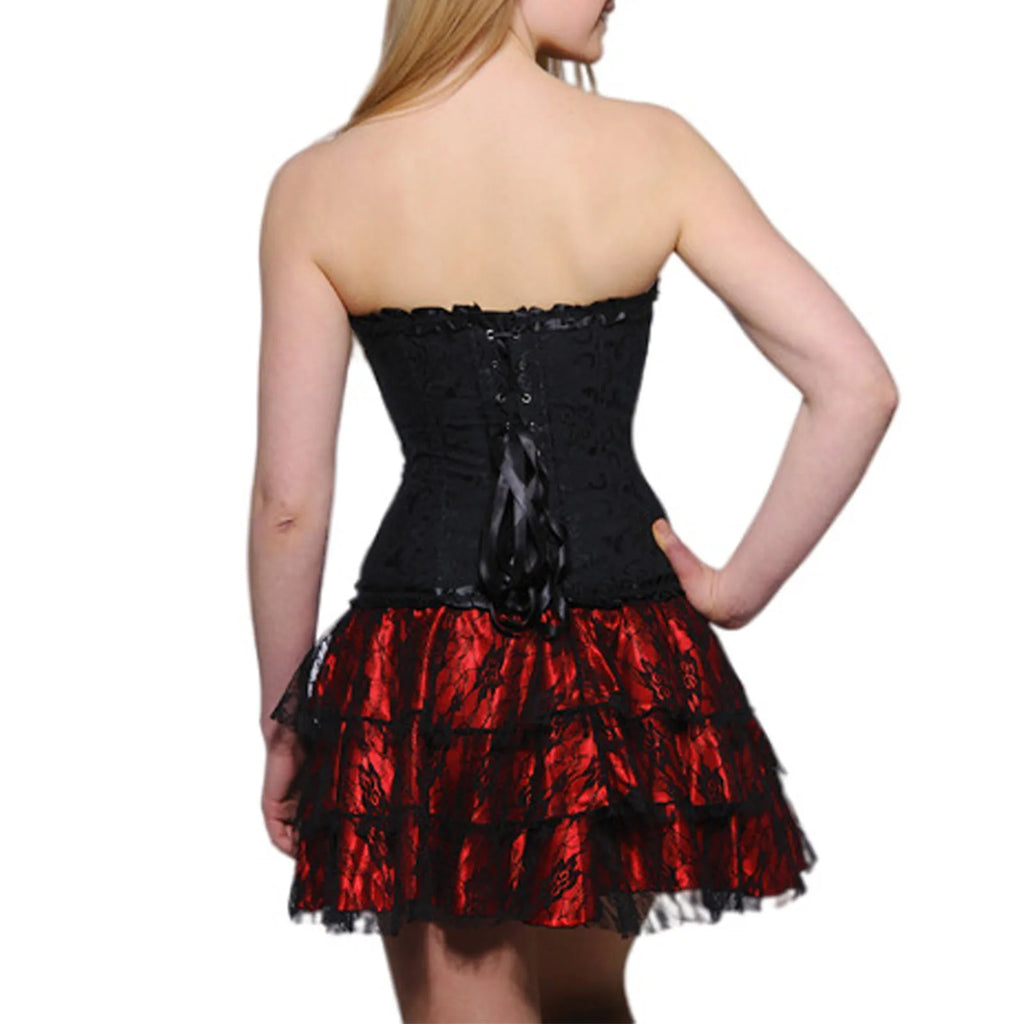 Glorol - Elastic Waist Patchwork Layered Lace Skirt