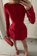 Glorol - Elegant Long Sleeve Bodycon High Waist Mini Dress